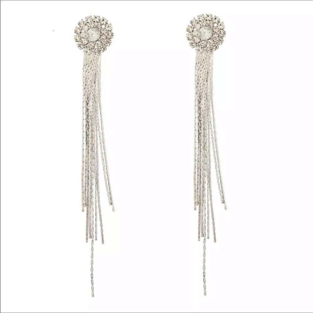 New 925 Sterling Silver Long Tassel Earrings - Picture 6 of 11